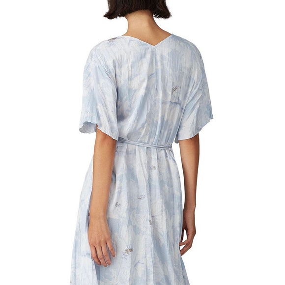 VINCE Painted Magnolia V-Neck Dress - Picture 4 of 11